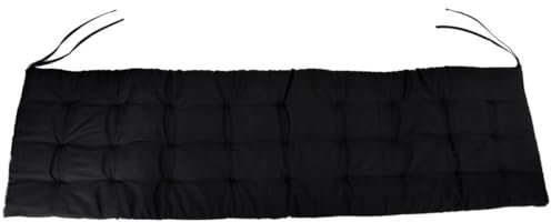 Marabella Auflage für Gartenbank 150 x 40 x 4 cm Sitzpolster mit Steppung und Bändchen, Farbe:schwarz