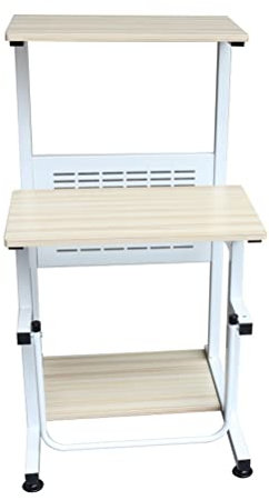 SnamicE Zeichentisch, mobiler Laptop-Sitz-Stehwagen, höhenverstellbarer Wagen, ergonomischer Tisch, Kleiner Stehtisch mit Rollen, rollende Sofa-Stuhl-Seite (Farbe: Braun) (Braun) (Natur)