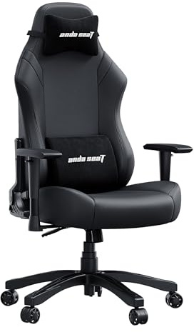 Anda Seat Luna Ergonomischer Gaming Stuhl - Großer Gamerstuhle für Erwachsene mit Lendenwirbelstütze, Gaming Sessel aus PVC-Leder, Nacken- und Rückenstütze, Schwarzer Gamer Stuhl