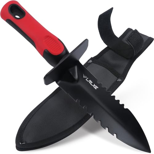 Heavy Duty Double Serrated Edge Digger, Metal Detecting Tool with Sheath, Belt Mounted, Gardening Accessories