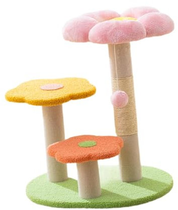 Colcolo Katzenkratzbaum aus Sisalseil, Kratzbaum mit interaktivem Ball, Katzensitzstange, süßer Katzenbaum für Kätzchen, Rosa