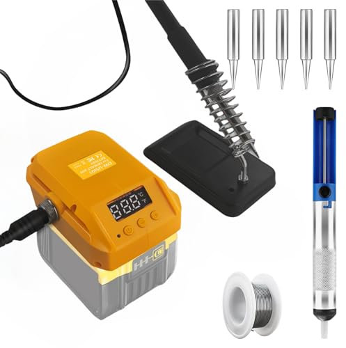Estación de soldadura de batería para Dewalt 20V 60V Max Batería 60W Estación de soldadura eléctrica digital LCD con alambre de soldadura de 25 g, estación de soldadura de calentamiento rápido para