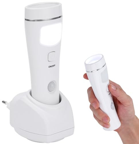 Luce notturna: torcia a LED a induzione, ricaricabile a parete, torcia a sensore, torcia elettrica di emergenza per interruzioni di corrente, emergenze, per interni ed esterni (bianco)