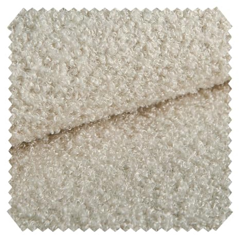 novely® CENTRO Kuschelweicher Bouclé-Stoff, voluminöser Möbelstoff, wasserabweisender und UV-beständiger Polsterstoff, Meterware 1 lfm | Farbe: 01 Creme