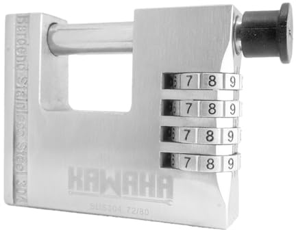 72/80 80mm Heavy Duty Stainless Steel Combination Padlock, IP68 Waterproof Rust-Proof Outdoor Lock for Shipping Container, Warehouse, Storage Unit, Garage, Fence (3-1/8 inch)