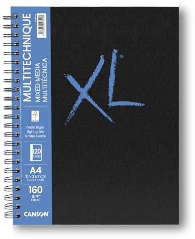 NEU Canson XL Mixed Media Skizzenbuch, Hochformat, spiralgebunden, DIN A4, 120 Seiten, 160 g/m²
