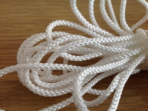 Braided Nylon Cord, 2.5mm x 10 Metres, White