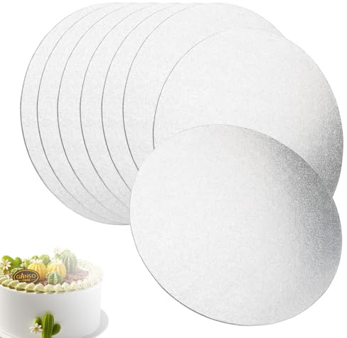 8 Stk Cake Boards,Cakeboard 3mm x 30 cm Rund,Tortenplatte Pappe,Kuchenplatte Pappe, Tortenboden Wiederverwendbar Tortenscheibe Tortenpappe, Tortenunterlagen für Transport Kuchen Zubehör,Gold&Silber