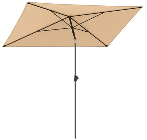 COSTWAY Parasoll balkong 200 x 130 cm, balkongparaply rektangulär, böjbar på båda sidor 30°, trädgårdsparaply med bärväska, terrassparaply för balkong, trädgård, terrass