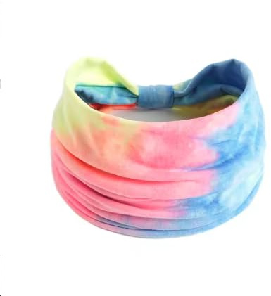 Kemo huvudbonader yoga pannband extra bred mjuk turban keps alopeci bandana huvudskydd, regnbåge batikfärg, en storlek