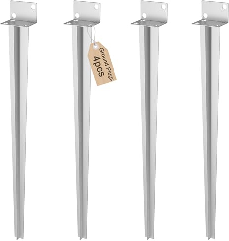 PEILU 4 Stück Pfostenträger 70cm Hoch Einschlaghülse Verzinkt Bodenhülse Stabile Einschlagbodenhülse Pfostenanker Zaunpfosten Träger für Carports Gartenlauben Pergola & Schaukelanlagen (Silber)