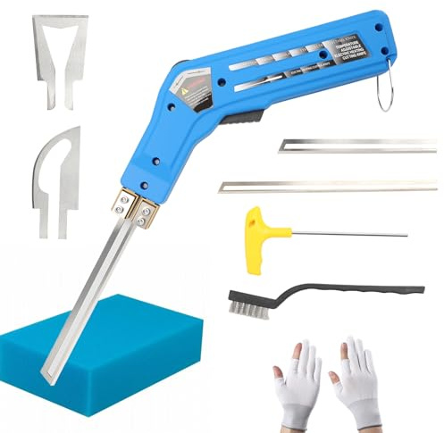 Cortador de Espuma Eléctrico 180W, 0-600 ℃ Kit de Herramientas de Corte de Espuma de Poliestireno con 4 Cuchillas, Guantes, Cepillo, Llave Inglesa, Cuchillo Eléctrico en Caliente para EPS, Tabla KT
