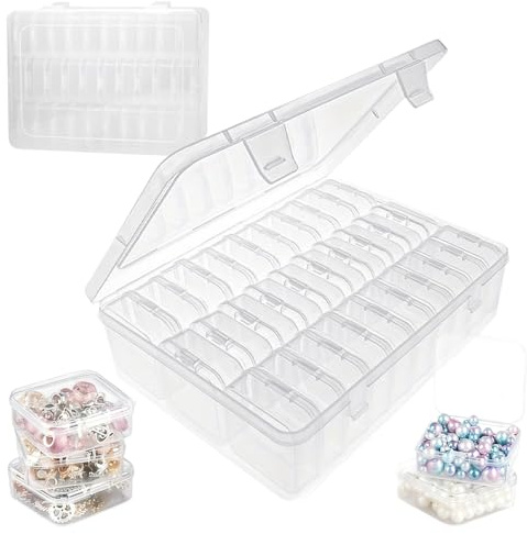 60 cajas de almacenamiento pequeñas (5,5 x 5,5 x 2 cm), caja de almacenamiento con tapa pequeña, 2 cajas de almacenamiento grandes, de plástico transparente, cajas clasificadoras para piezas pequeñas