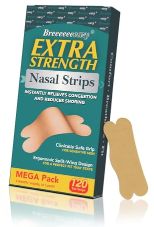 Upgraded Anti-Slip Nasal Strips for Breathing-Extra Strength Ergonomic Nose Strips,Nasal Strips for Snoring & Nose Strips for Better Breathing,Strong Adhesive Comfort Fit Improves Sleep (120 Pack)