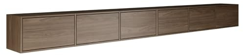 Selsey TV Lowboard Hängend Walnuss Wisconsin 300 cm Minimalistisches Design mit Push-to-Open 16 mm Laminierte Spanplatten 6 Klappen Platzsparend Ideal für Wohnzimmer Matte Oberfläche Made in Europa