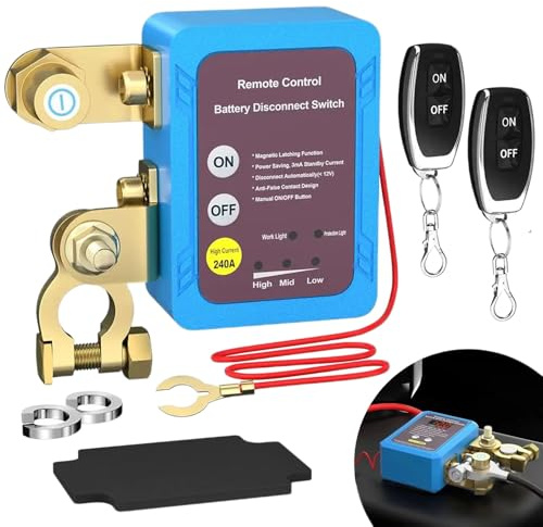 wiilioe Remote Control of Car Devices for Anti-Theft Safety, 12V, 240A, Upgrade Smart Voltage Kill Switch for Cars, Trucks, RVs, Prevent Battery Drain (1Pc)