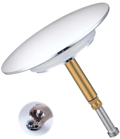 2pcs Bath Plug Replacement, 72mm Bath Plug, Adjustable Pop Up Bath Plug, Button Plug for Bath Stopper for Kitchen Bathroom Washbasin (44mm)