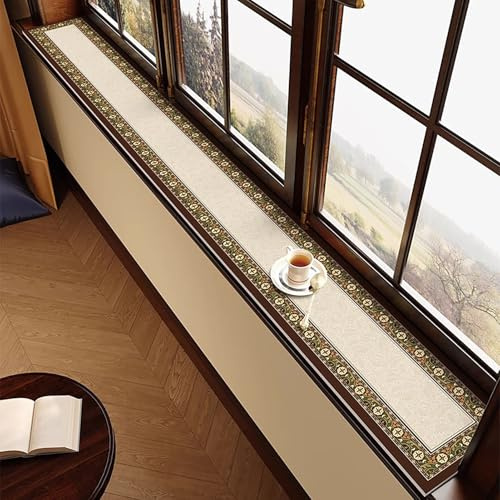 Alfombrilla de Ventana Protector de Alféizar de Ventana para Interiores, 10 15 20 25 30 35 y 40 cm de Ancho. Funda Impermeable para Tumbonas(Style A,250x25cm(98x10in))