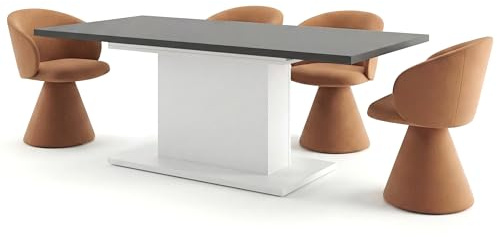 Newroom Esstisch Ausziehbar Weiß Anthrazit Esszimmertisch Modern - 150x76x90 cm (BxHxT) - Tisch Küchentisch Speisetisch - Esszimmer Küche Wohnzimmer