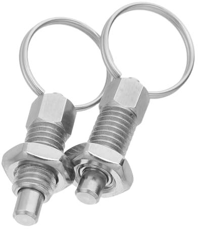Mikikit Pasador Retráctil de Acero Inoxidable M8-5 con Perilla y Anillo de Tracción, 2 Unidades, Pasador de Resorte para Fijación Rápida en Equipos Industriales y Mantenimiento