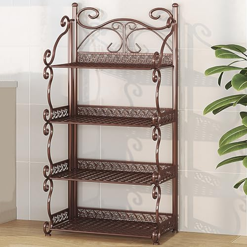 Smalt metallskåp 3 4 5 nivåer hopfällbar bokhylla bärbar kontor ingen montering krävs perfekt för sovrum vardagsrum hemmakontor (brun 88 cm 34,6 tum)