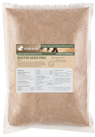 Makana Biotin 3000 PRO pulver för hästar, 1000 g påse