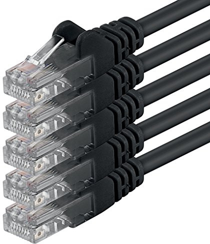 1aTTack.de 0,25 m - noir - 5 pièces - (PACK) - Câble réseau Ethernet LAN CAT.6 CAT6 Câble patch 1000 Mbit/s