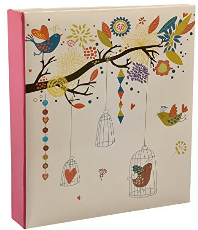 Album foto ricordo ARPAN 12 x 17 cm grande - Con inserti - contiene 200 foto – Motivo vintage con uccelli