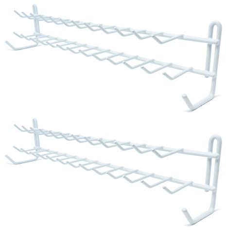 Huji Wall Mount Tie and Belt Rack Organizer, White (2 Pack)