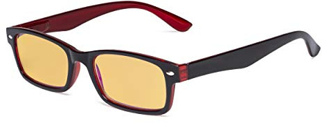 Eyekepper Blau Licht Blockierung Computer-Brille mit Amber Getönt Filter Linse Frau Männer - Vintage Brillen - Schwarz Rot