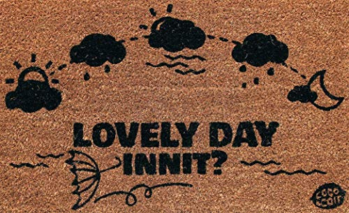 Coco&Coir Natural Coir | Non-Slip | Thick Coir | Premium Quality | Rubber Backed | Eco-Friendly | Indoor | Outdoor | Heavy Duty | Weather Themed | Entrance Door Mat | 45 x 75 cm (Rain or Shine)