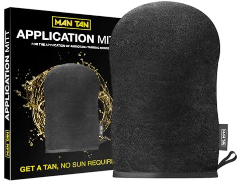 MAN TAN Sunless Tanner Large Mitt Applicator | AMINOTAN Best Clear Self Tan Mousse For Men Works With Hair + Sweat Proof