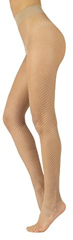 CALZITALY Collant A Rete | Calze colore naturale A Rete Vita Bassa Con Cinturino Comfort | Fashion Style | Made In Italy (S, naturale)