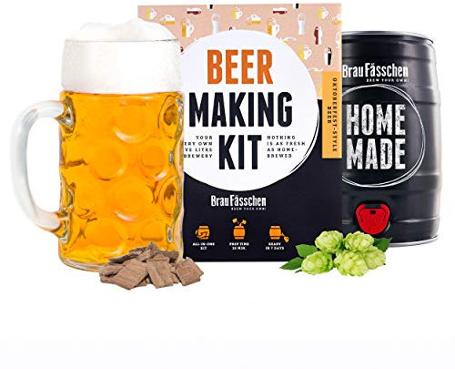 Braufässchen | Männergeschenk | Biergeschenkidee | Bierbrauset zum selber brauen | Festbier im 5 Liter Fass | In 7 Tagen gebraut | Tolles Geburtstagsgeschenk für Männer