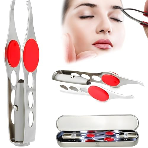 pinzette mit licht,kitteny Edelstahl-Augenbrauen-Pinzette-Haar-Abbau-Make-upwerkzeuge, 2pcs