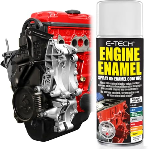 E-TECH RED Heat Resistant Engine Enamel Paint 400ml - Spray On High Temp Paint