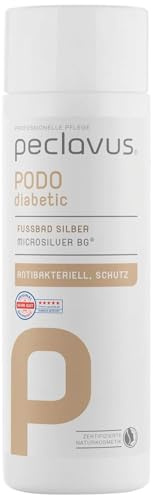 peclavus® PODOdiabetic Fußbad Silber – Sanfte Fußpflege bei empfindlicher & diabetischer Haut – Mit MicroSilver BG®, Lavendel & Pfefferminze – Klinisch getestet – Made in Germany (1 x 150 ml)