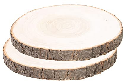 Holzscheiben 2 Stücke Holz Log Scheiben 21–25 cm Unvollendete Holzkreise Ungebohrte Holzkreise ohne Loch für DIY Handwerk Holz-Scheiben Hochzeit Mittelstücke Weihnachten Dekoration.