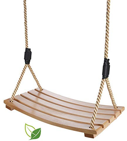 Eine hölzerne schaukel, Garten Schaukel, bogenförmige wasserdichte Schaukel,Holzschaukel für Kinder im Garten, Hof, Innen- und Außenbereich (golden)