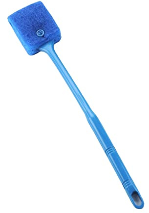 1 Pack Aquarium Algae Scraper Sponge Brush Cleaning Scrubber 15 Inch Fish Tank Cleaning Double Sided Sponge Brush for Acrylic Glass Aquariums (Blue)