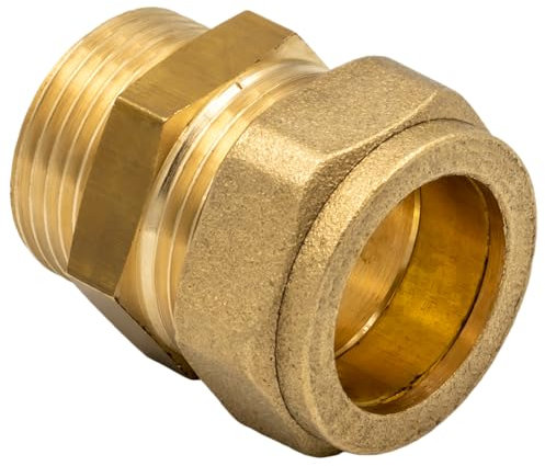 Raccordo A Compressione Per Tubo In Rame Con Filettatura Maschio 22x1/2 - Raccordo In Ottone Certificato DVGW - Per Riscaldamento, Acqua, Impianti Solari E Aria Compressa