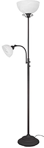 Reality Leuchten Golvlampa Country R46322024, metall rostfärgad, glas alabaster vit, exklusiv 1x E27 och E14