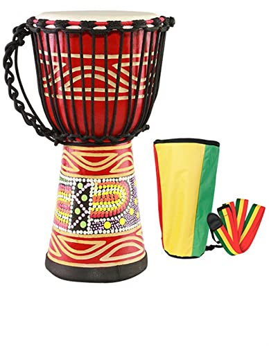 TSTS Djembe Trommel 8-Zoll-lackiertes Djembe Für Kinder Anfänger, Die Ziegenleder Holztamburin Spielen