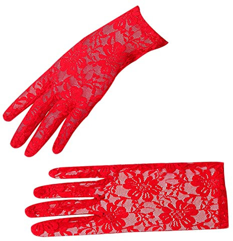 Amorar Braut Handschuhe Armstulpen, Paar Brauthandschuhe Spitzenhandschuhe Damen Sommer UV Sonnenschutz Handschuhe Sunproof Handschuhe für Hochzeit Party Abend Handschuhe,rot