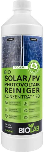 BIOLAB Solar & PV Photovoltaik Reiniger Konzentrat 1:20 (1 Liter) zur Reinigung von Solaranlage, Photovoltaikanlage, Balkonkraftwerk, Solarpanel, Solarmodul, PV Anlage, Solarreiniger