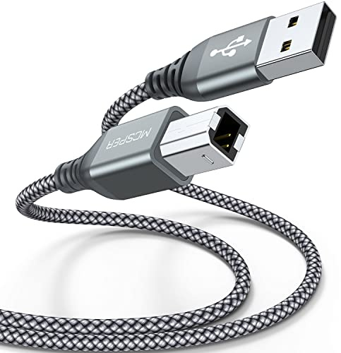 2 Pack USB Printer Cable - 5FT USB A to B Cable - Compatible with Hp, Canon, Brother, Samsung, Dell, Epson, Lexmark, Xerox, and More (Grey)