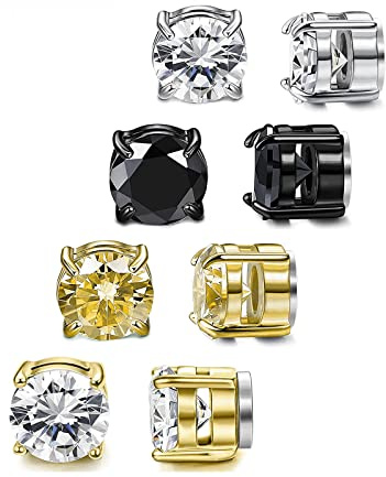 6MM Magnetic Stud Earrings for Men, Non-piercing CZ Studs, Hypoallergenic Stainless Steel Lymphatic Magnetic Earrings,Clip On Earrings For Men