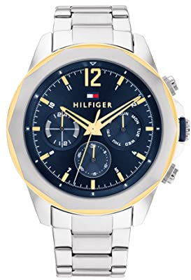 Tommy Hilfiger Reloj Analógico de Cuarzo Multifunción para Hombre con Correa de Acero Inoxidable Plateada - 1792059