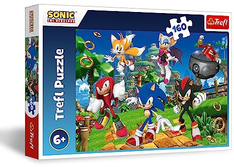 Trefl - Sonic The Hedgehog, Sonic e Amici - Puzzle 160 pezzi - Puzzle Colorato con il Gioco degli Eroi del Collage, Gioco Creativo e Divertente per Bambini dai 6 anni