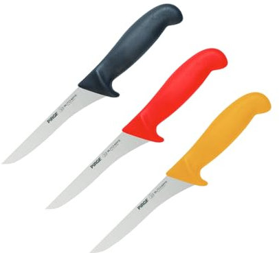 Pirge Butcher's Made in Germany Profi Ausbeinmesser Set 12 cm - Metzgermesser - Fleischermesser - Stechmesser - Harter Edelstahl Schlachtermesser - Ergonomisches Griffdesign